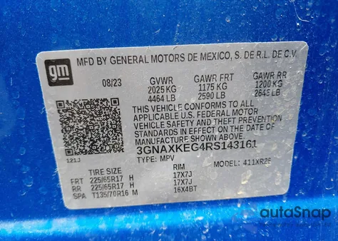 2024 Chevrolet Equinox Fwd Lt z USA, uszkodzony, nr VIN 3GNAXKEG4RS143161